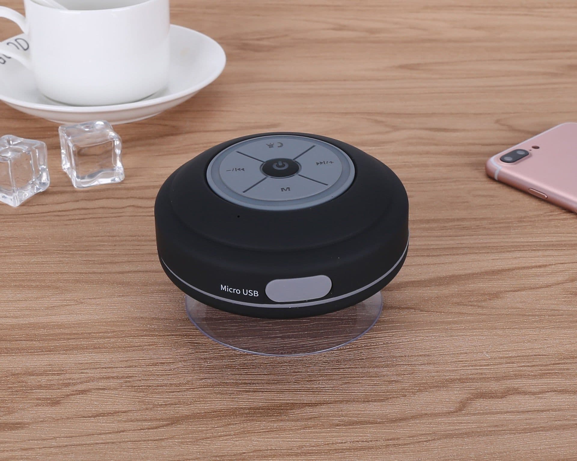 image-Q9 waterproof suction cup bluetooth speaker with LED lights bathroom car hands-free card subwoofer
