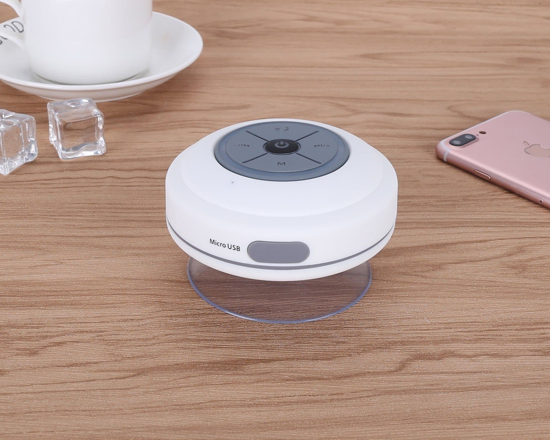 image-Q9 waterproof suction cup bluetooth speaker with LED lights bathroom car hands-free card subwoofer