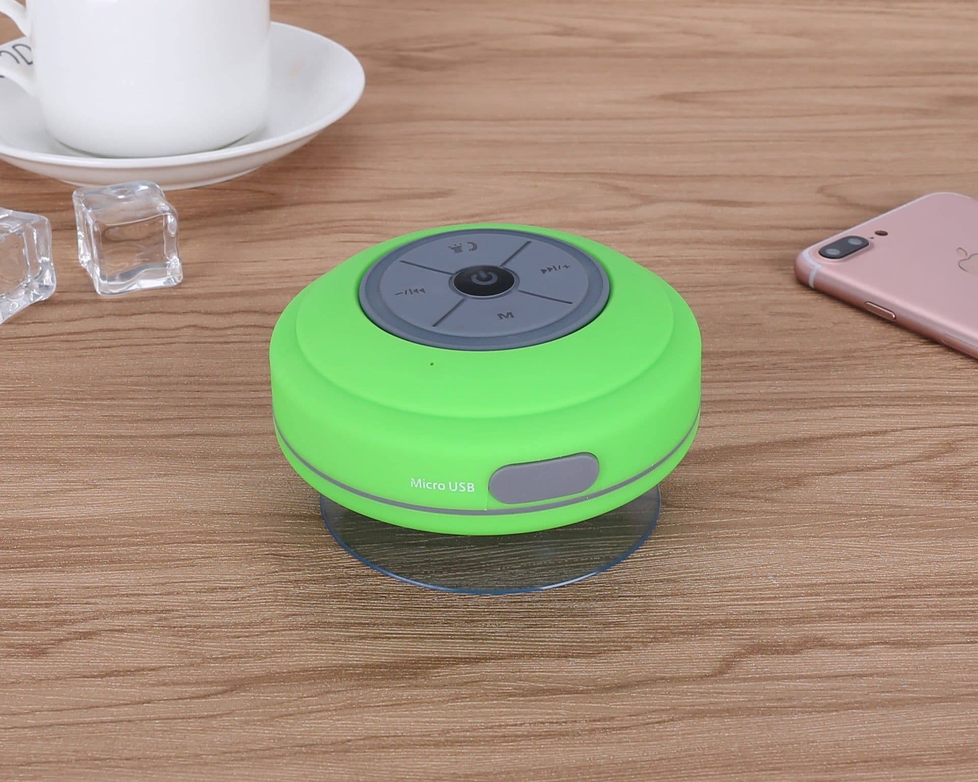 image-Q9 waterproof suction cup bluetooth speaker with LED lights bathroom car hands-free card subwoofer