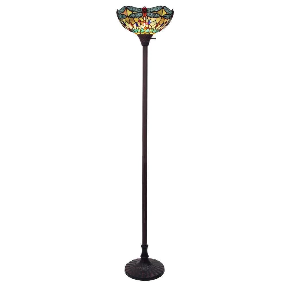 image-CHLOE Lighting EMPRESS Tiffany-style Dark Bronze 1 Light Torchiere Lamp 14" Shade