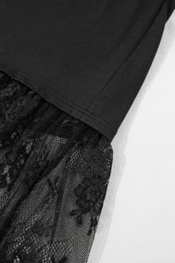 image-Black Plus Size Lace Hem Midi T-Shirt Dress