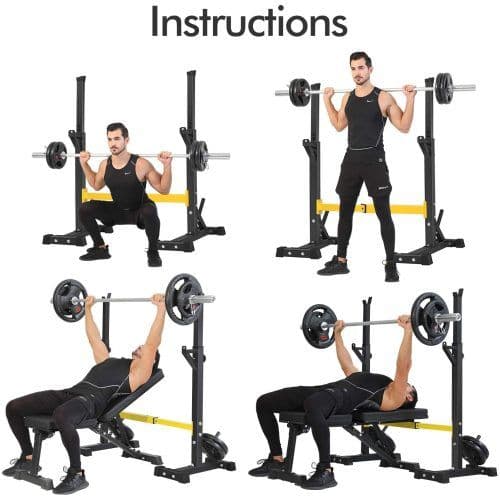 image-Squat Rack Stand Barbell Free Press Bench Home Gym Dumbbell Racks