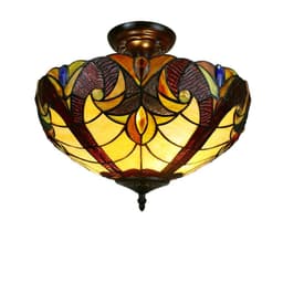 image-CHLOE Lighting ADIA Victorian Tiffany-Style Dark Bronze 2 Light Semi-Flush Fixture 16" Wide