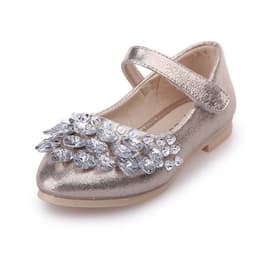 image-Imi Monkey Girls' Flat Crystal Shoes, Silver 31-36, Anti-Slip, 2023