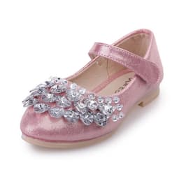 image-Imi Monkey Girls' Flat Crystal Shoes, Silver 31-36, Anti-Slip, 2023