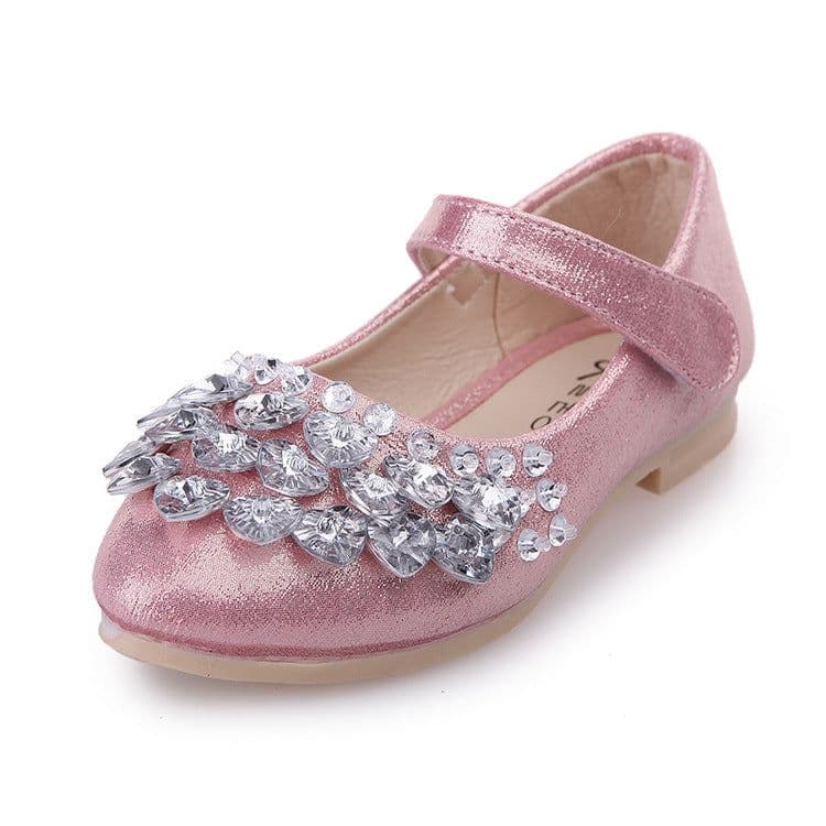 image-Imi Monkey Girls' Flat Crystal Shoes, Silver 31-36, Anti-Slip, 2023