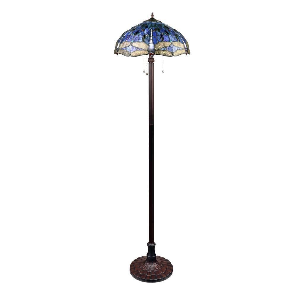 image-CHLOE Lighting SUNNIVA Dragonfly-Style Dark Bronze 3 Light Floor Lamp 18" Wide