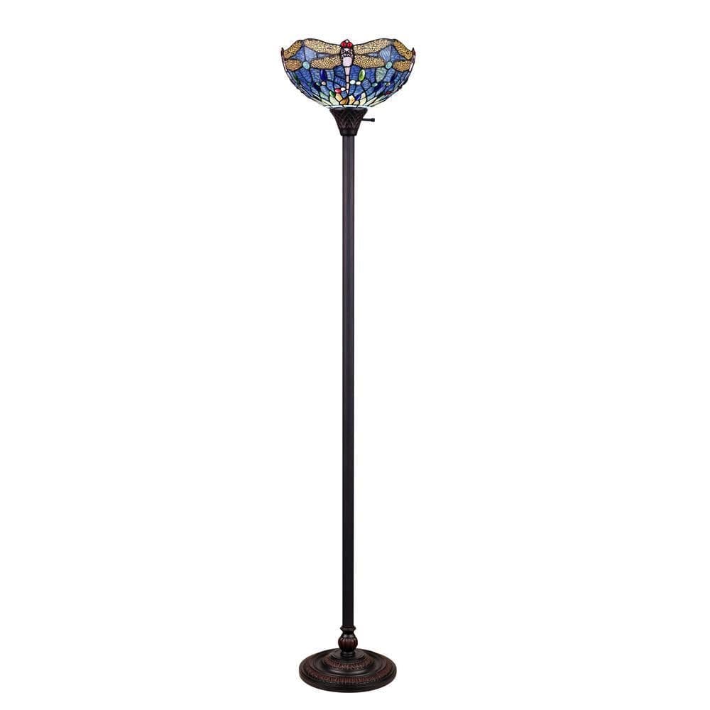 image-CHLOE Lighting SUNNIVA Dragonfly-Style Dark Bronze 1 Light Torchiere Floor Lamp 14" Wide