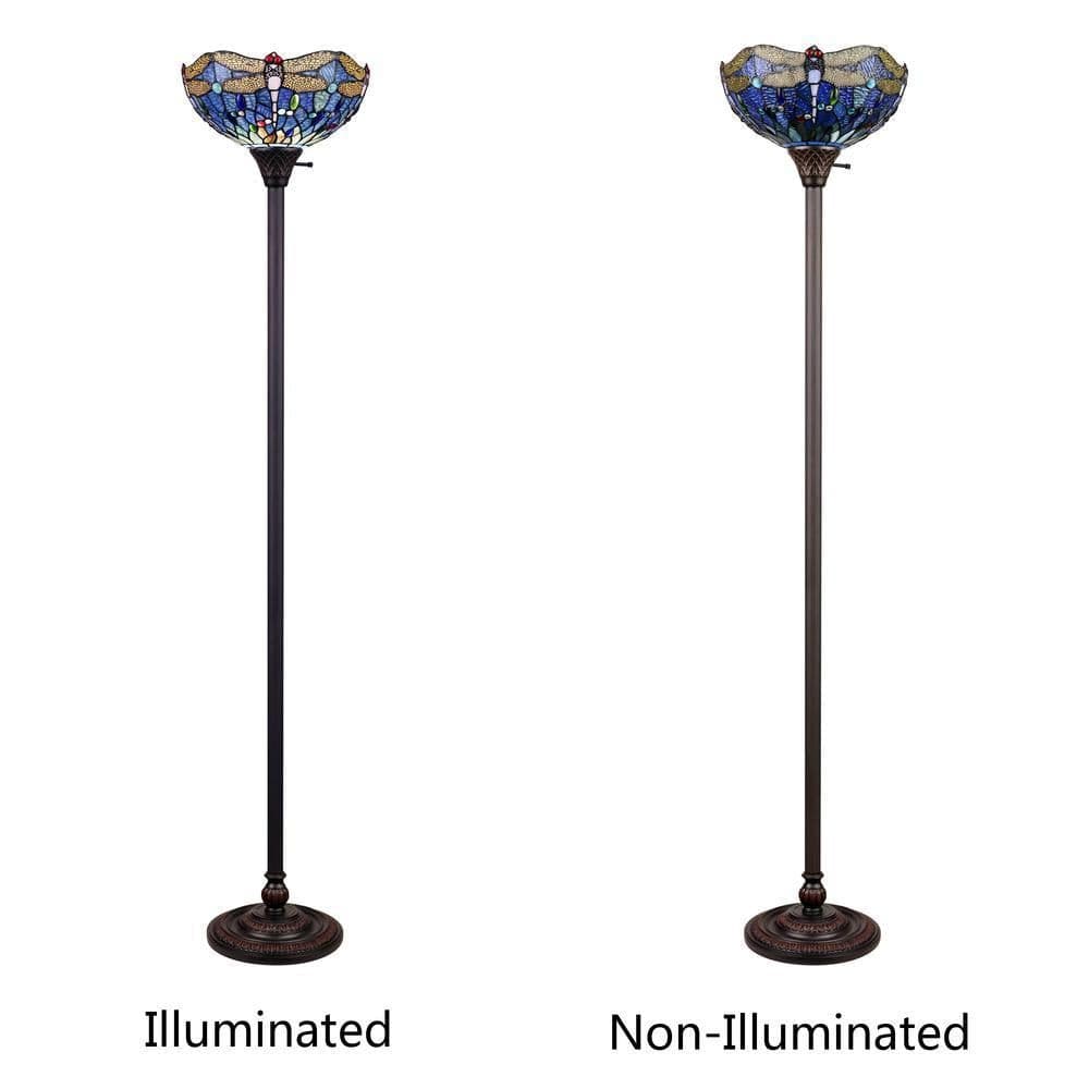image-CHLOE Lighting SUNNIVA Dragonfly-Style Dark Bronze 1 Light Torchiere Floor Lamp 14" Wide