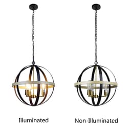 image-CHLOE Lighting ABBOTT Farmhouse-Style Black/Bronze/Wood 3 Light Pendant 20" Wide