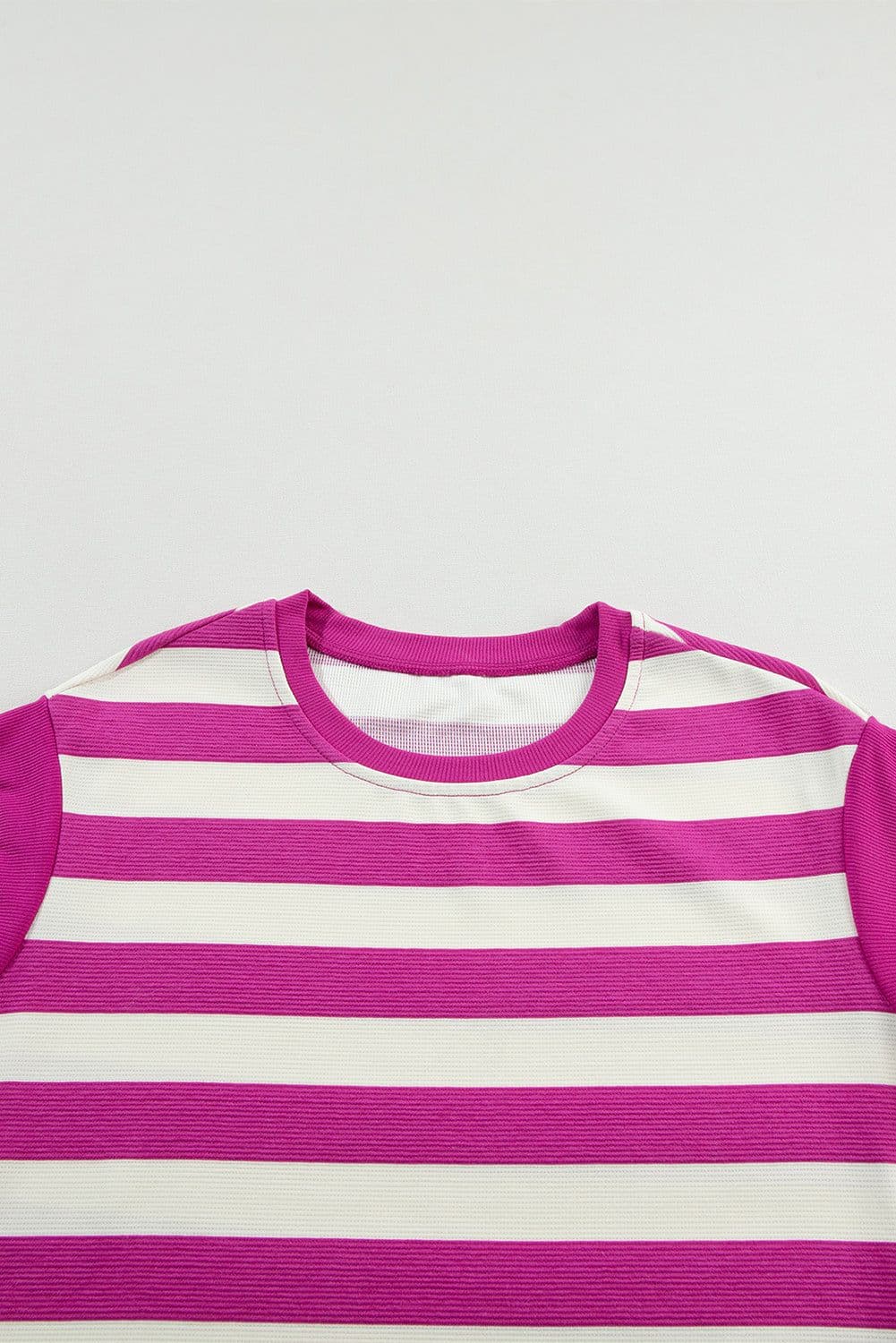 image-Rose Stripe Cap Sleeve Pocketed Shift T-shirt Dress