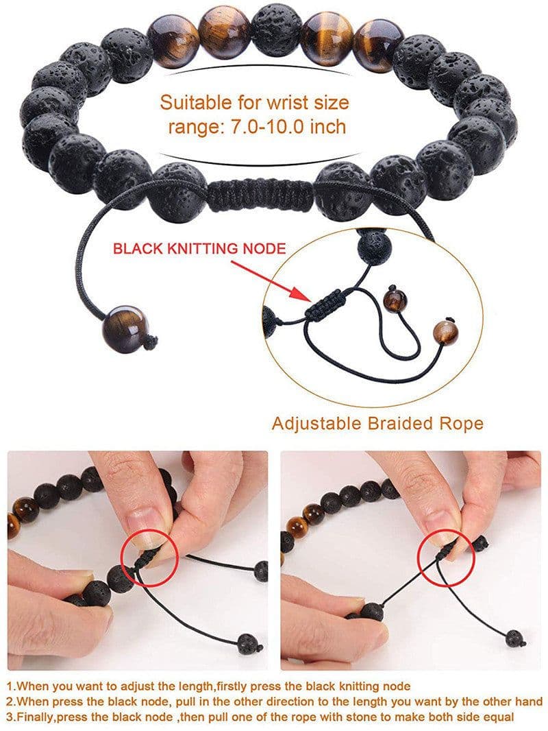 image-Tiger Eye Couple Bracelets Matte Black Agate Beads Bracelet