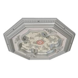 image-Silver Leaf Clover and Silver Frame Octagon Chandelier Ceiling Medallion 24in
