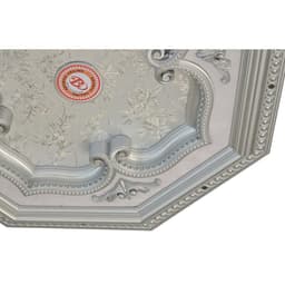 image-Silver Leaf Clover and Silver Frame Octagon Chandelier Ceiling Medallion 24in