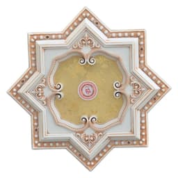 image-Ivory and Gold Eight Pointed Star Chandelier Ceiling Medallion 24in