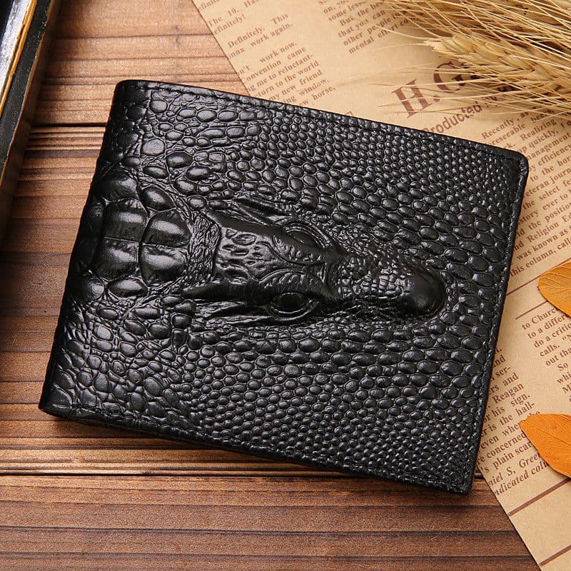 image-Jinbaolai Crocodile Head Men's Genuine Leather Wallet