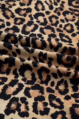 image-Brown Wild Leopard Print Contrast Striped Frilled Trim Chic Shirt