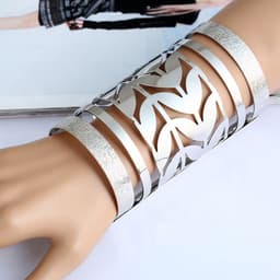 image-Fashion European and American Style Punk Cuff Bracelet Wide Face Hollow Metal Bracelet Metal Exaggerated Bracelet Armband