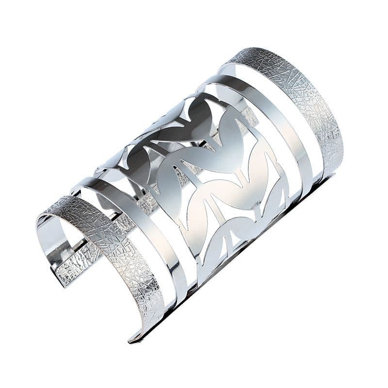 image-Fashion European and American Style Punk Cuff Bracelet Wide Face Hollow Metal Bracelet Metal Exaggerated Bracelet Armband