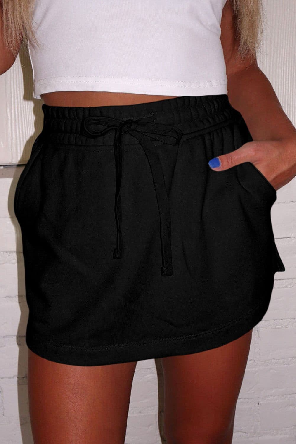 image-Light Grey French Terry Mini Skort With Pockets