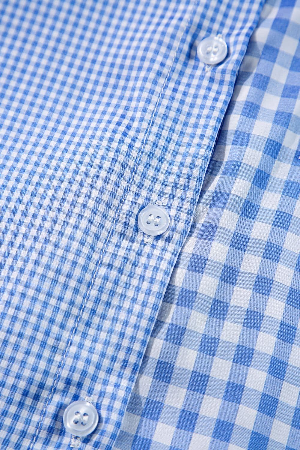 image-Sky Blue Striped Plaid Button-Up Long Sleeve Shirt - Casual Chic Design