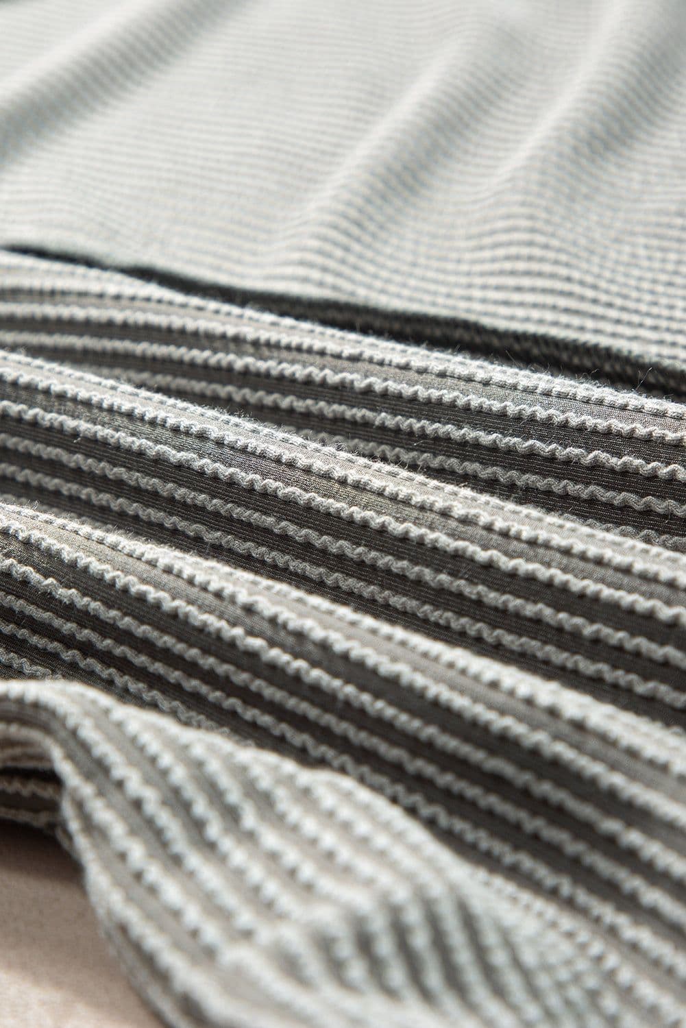 image-Medium Grey Textured Knit T-shirt with Exposed Stitching
