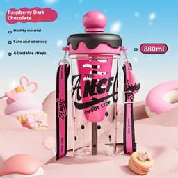image-Portable Lanyard Strap Plastic Cup Large Capacity Tea Water Separation Water Cup