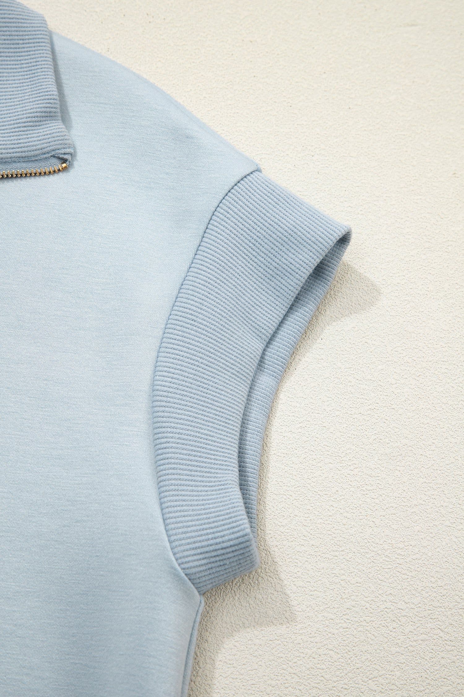 image-Light Grey Half Zip Polo Tee Casual Pant Set