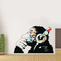 image-Primate Wall Decal - Contemplative Monkey Themed Wall Sticker for Kids Room Decoration