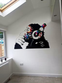 image-Primate Wall Decal - Contemplative Monkey Themed Wall Sticker for Kids Room Decoration