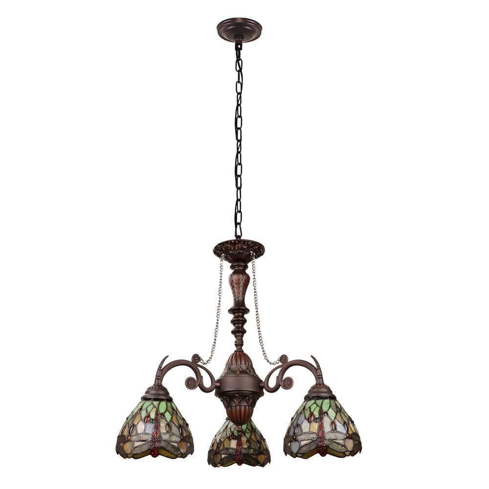 image-Anisoptera Purity 3-Light Antique Dark Bronze Finish Mini Chandelier 24" Wide