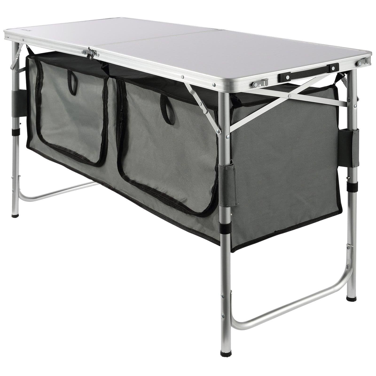 image-VEVOR Camping Kitchen Table, Quick set-up Folding Camping Table with A Carrying Bag, 3 Adjustable Heights, MDF Camping Table, Ideal for Outdoor Picnics, BBQs, Camping, RV Traveling