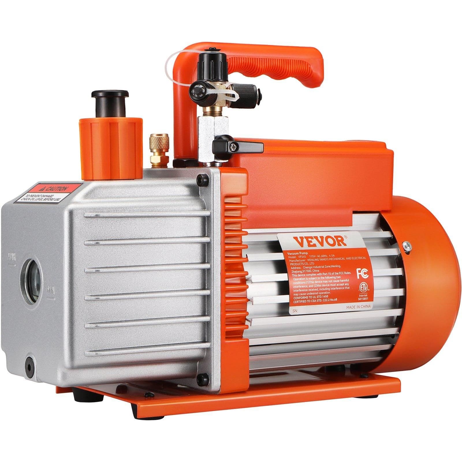 image-VEVOR 1/2 HP 2 Stage Rotary Vane Vacuum Pump, 5 CFM, 115V Air Conditioning Vacuum Pump, 1/4" SAE Male 3/8" SAE Male 1/2" ACME Male Inlet, for HVAC Repair, Refrigeration Maintenance, Resin Degassing