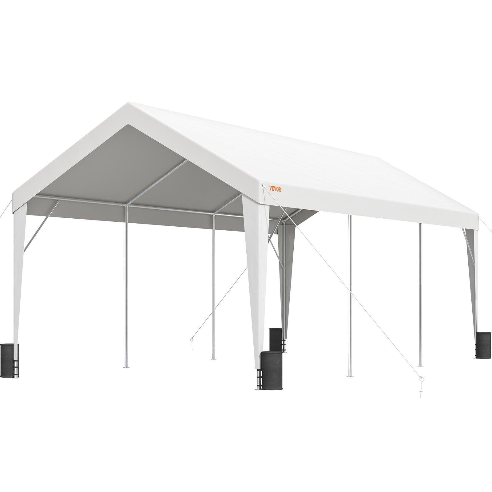 image-VEVOR Carport, 10x20 ft Heavy Duty Car Canopy Garage Boat Shelter Party Tent with 8 Reinforced Poles and 4 Weight Bags, UV Resistant Waterproof All-Season Tarp for SUV, F150, Car, Truck, Boat
