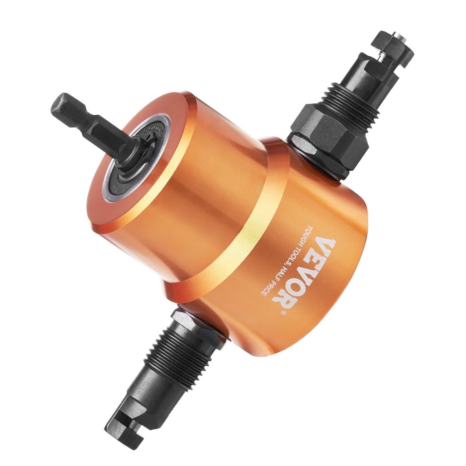 image-VEVOR Double Head Sheet Metal Nibbler Cutter, 360 Degree Metal Nibbler Drill Attachment with Extra Punch and Die, Cutting Hole Accessory and Step Drill Bit, for Straight Curve and Circle Cutting