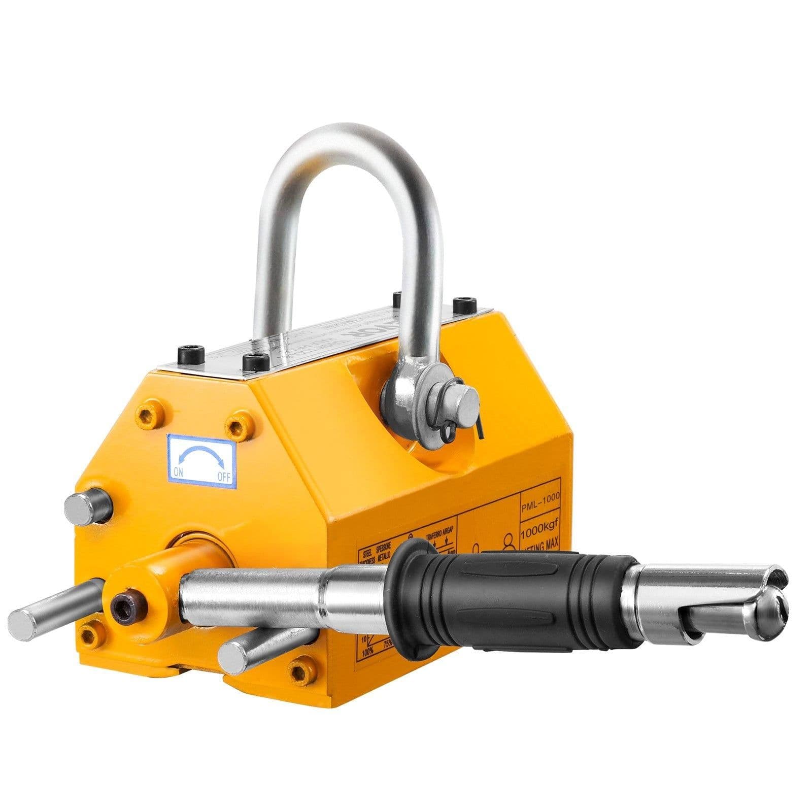 image-VEVOR Magnetic Lifter, 2200lbs/1000kg Pulling Capacity, 2.5 Safety Factor, Neodymium & Steel, Lifting Magnet with Release, Permanent Lift Magnets, Heavy Duty Magnet for Hoist, Shop Crane, Block, Board