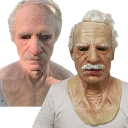image-Old man mask white hair white beard headgear halloween
