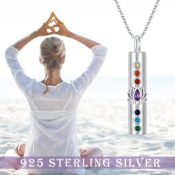 image-Lotus Flower Chakra Urn Necklaces for Ashes S925 Cremation Jewelry Gift for Women Girl