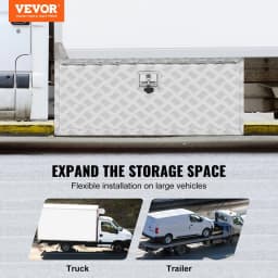 image-VEVOR Underbody Truck Box, 36"×24"×24" Pickup Storage Box, Heavy Duty Aluminum Diamond Plate Tool Box with Lock and Keys, Waterproof Trailer Storage Box with T-Handle Latch for Truck, Van, Trailer