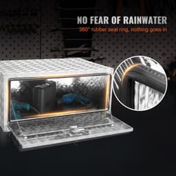 image-VEVOR Underbody Truck Box, 36"×24"×24" Pickup Storage Box, Heavy Duty Aluminum Diamond Plate Tool Box with Lock and Keys, Waterproof Trailer Storage Box with T-Handle Latch for Truck, Van, Trailer