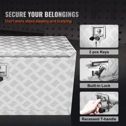 image-VEVOR Underbody Truck Box, 36"×24"×24" Pickup Storage Box, Heavy Duty Aluminum Diamond Plate Tool Box with Lock and Keys, Waterproof Trailer Storage Box with T-Handle Latch for Truck, Van, Trailer
