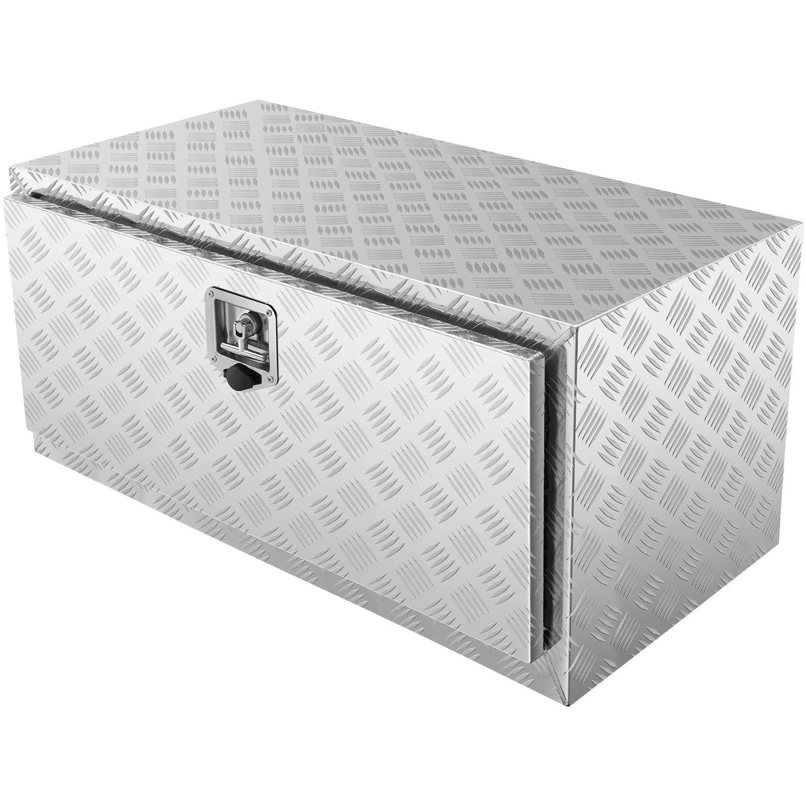 image-VEVOR Underbody Truck Box, 36"×24"×24" Pickup Storage Box, Heavy Duty Aluminum Diamond Plate Tool Box with Lock and Keys, Waterproof Trailer Storage Box with T-Handle Latch for Truck, Van, Trailer
