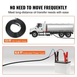 image-VEVOR Diesel Fuel Transfer Pump Kit,10 GPM 12V DC Portable Electric Self-Priming Fuel Transfer Extractor Pump Kit with Automatic Shut-off Nozzle Hose for Diesel, Kerosene, Machine, Transformer Oil