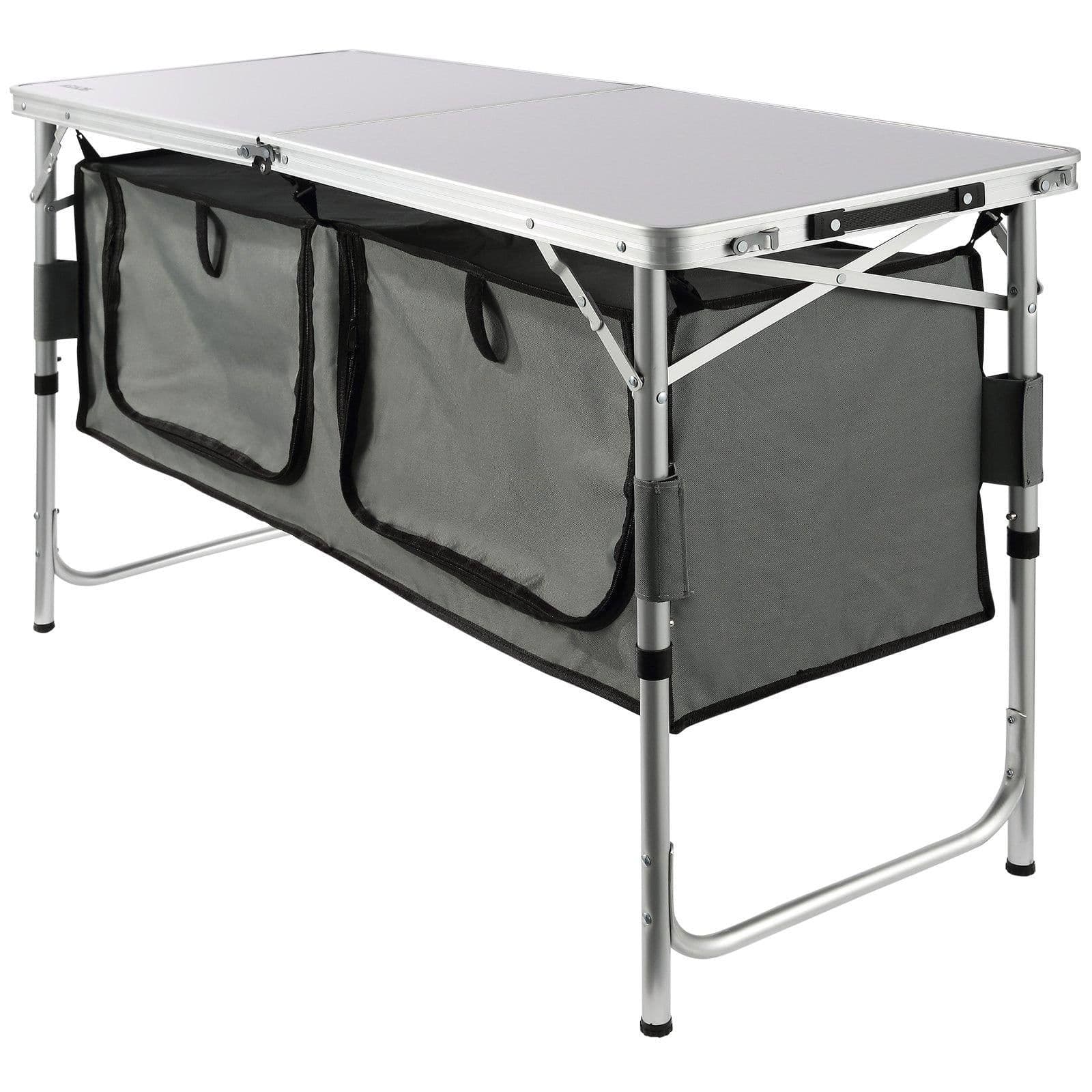 image-VEVOR Camping Kitchen Table, Quick set-up Folding Camping Table with A Carrying Bag, 3 Adjustable Heights, MDF Camping Table, Ideal for Outdoor Picnics, BBQs, Camping, RV Traveling