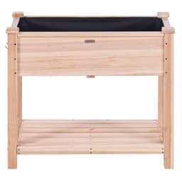 image-VEVOR Raised Garden Bed, 34 x 18 x 30 in Wooden Planter Box, Elevated Outdoor Planting Boxes with Legs, for Growing Flowers/Vegetables/Herbs in Backyard/Garden/Patio/Balcony, Burlywood