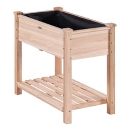 image-VEVOR Raised Garden Bed, 34 x 18 x 30 in Wooden Planter Box, Elevated Outdoor Planting Boxes with Legs, for Growing Flowers/Vegetables/Herbs in Backyard/Garden/Patio/Balcony, Burlywood