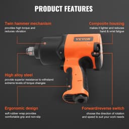 image-VEVOR Air Impact Wrench, 3/4-Inch Drive Air Impact Gun, Up to 1870ft-lbs Nut-busting Torque, Composite Pneumatic Impact Wrench for Auto Repairs and Maintenance Heavy Duty