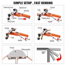 image-VEVOR Pipe Tube Bender, 1/4"-7/8" O.D. Ratcheting Tubing Bender, 90° Forward/Reverse Pipes Bending Tools with 7 Dies and Pipe Cutter for HVAC Air Conditioning Refrigerator Repair