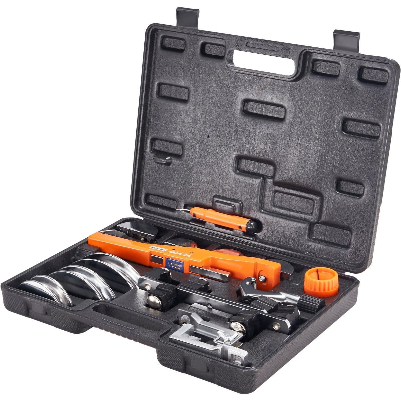 image-VEVOR Pipe Tube Bender, 1/4"-7/8" O.D. Ratcheting Tubing Bender, 90° Forward/Reverse Pipes Bending Tools with 7 Dies and Pipe Cutter for HVAC Air Conditioning Refrigerator Repair