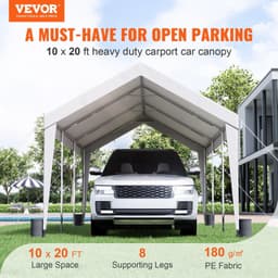 image-VEVOR Carport, 10x20 ft Heavy Duty Car Canopy Garage Boat Shelter Party Tent with 8 Reinforced Poles and 4 Weight Bags, UV Resistant Waterproof All-Season Tarp for SUV, F150, Car, Truck, Boat